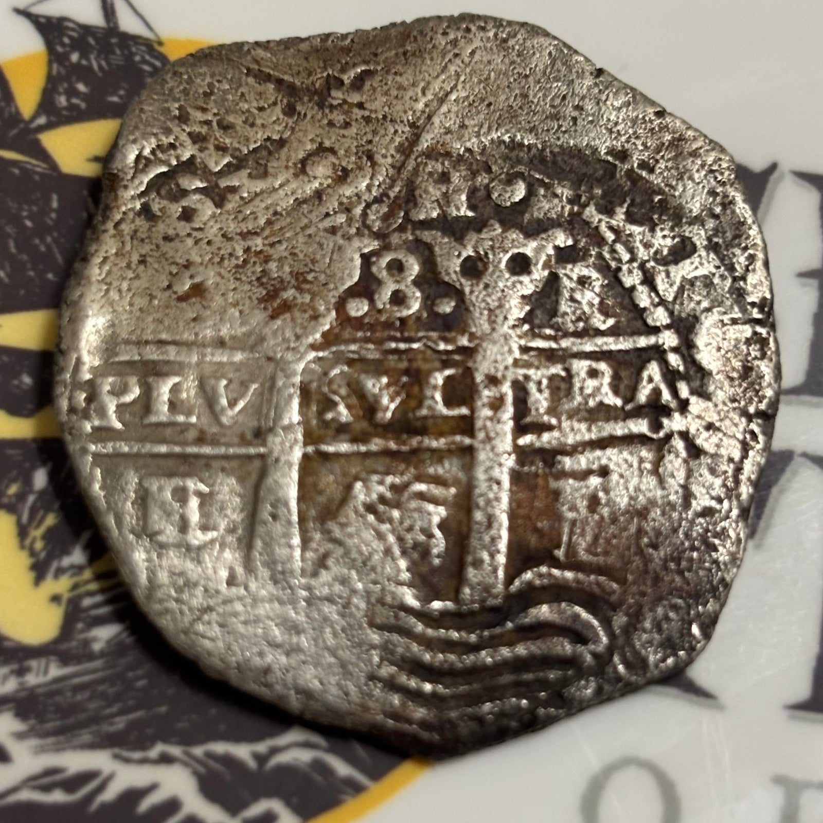 La Capitana Shipwreck - 8 Reales - Date: 1653 - Assayer:  "E" (1651-1679)