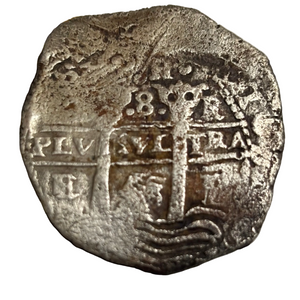 La Capitana Shipwreck - 8 Reales - Date: 1653 - Assayer:  "E" (1651-1679)