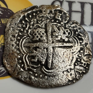 La Capitana Shipwreck - 8 Reales - Date: Not Visible - Assayer: "E" (1651-1679)