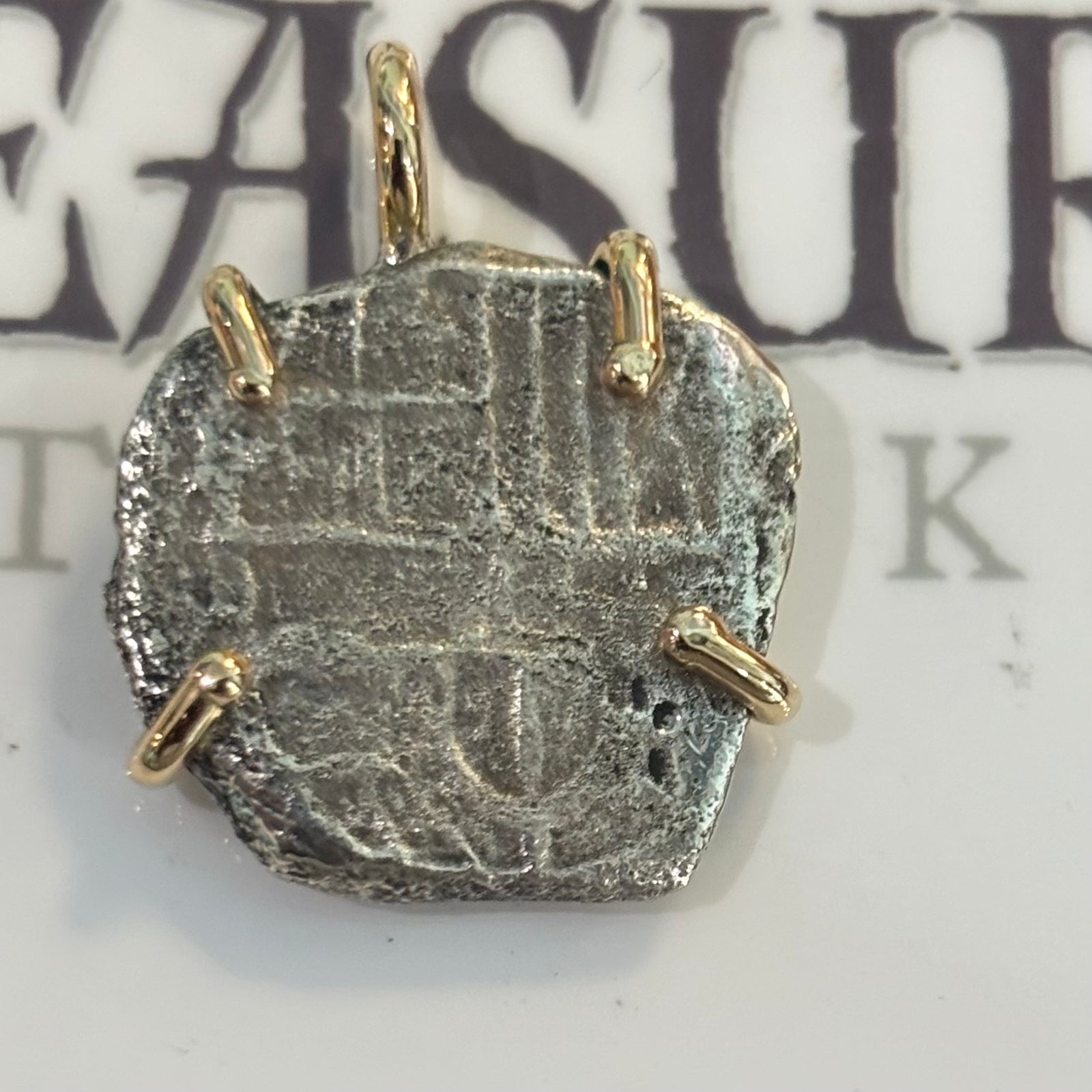 San Jose Shipwreck 1631 - 4 Reales - Grade 4 - Mounted in 14K Gold