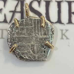 San Jose Shipwreck 1631 - 4 Reales - Grade 4 - Mounted in 14K Gold