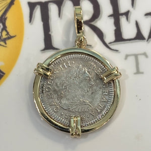 El Cazador Shipwreck - 1/2 Reales  - Dated 1783 - Mounted in 14K Gold