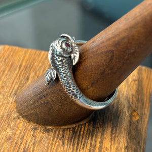 1715 Fleet Sea Serpant Ring - Circa 1700's - Recreated with Atocha Silver + Accented with Ruby eyes