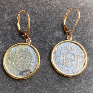 El Cazador Shipwreck - Two 1/2 Reales Coins - Dated 1780 and 1783 - Ear Ring set