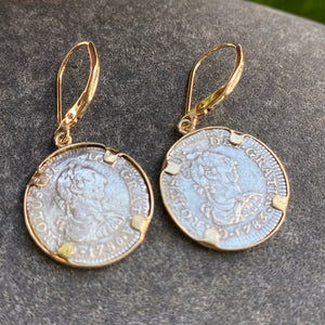 El Cazador Shipwreck - Two 1/2 Reales Coins - Dated 1780 and 1783 - Ear Ring set