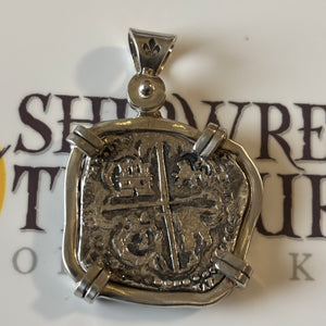 San Jose Shipwreck Panama of 1631 - 8 Reales- Grade 1 - 24" Shipwreck Silver chain included.