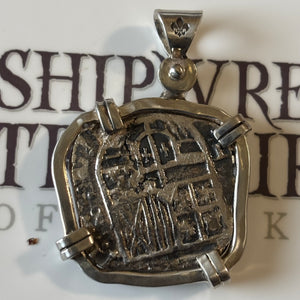 San Jose Shipwreck Panama of 1631 - 8 Reales- Grade 1 - 24" Shipwreck Silver chain included.