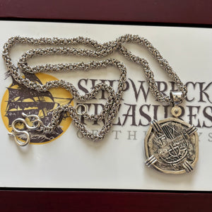 San Jose Shipwreck Panama of 1631 - 8 Reales - Grade 2 - 22" Shipwreck Silver chain included.