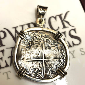San Jose Shipwreck Panama of 1631 - 8 Reales- Grade (1) - 25" Shipwreck silver chain included.