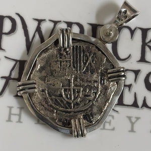 San Jose Shipwreck Panama of 1631 - 4 Reales- Grade (2) - 25" Shipwreck silver chain included.