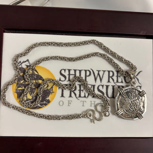 San Jose Shipwreck Panama of 1631 - 4 Reales- Grade (2) - 25" Shipwreck silver chain included.