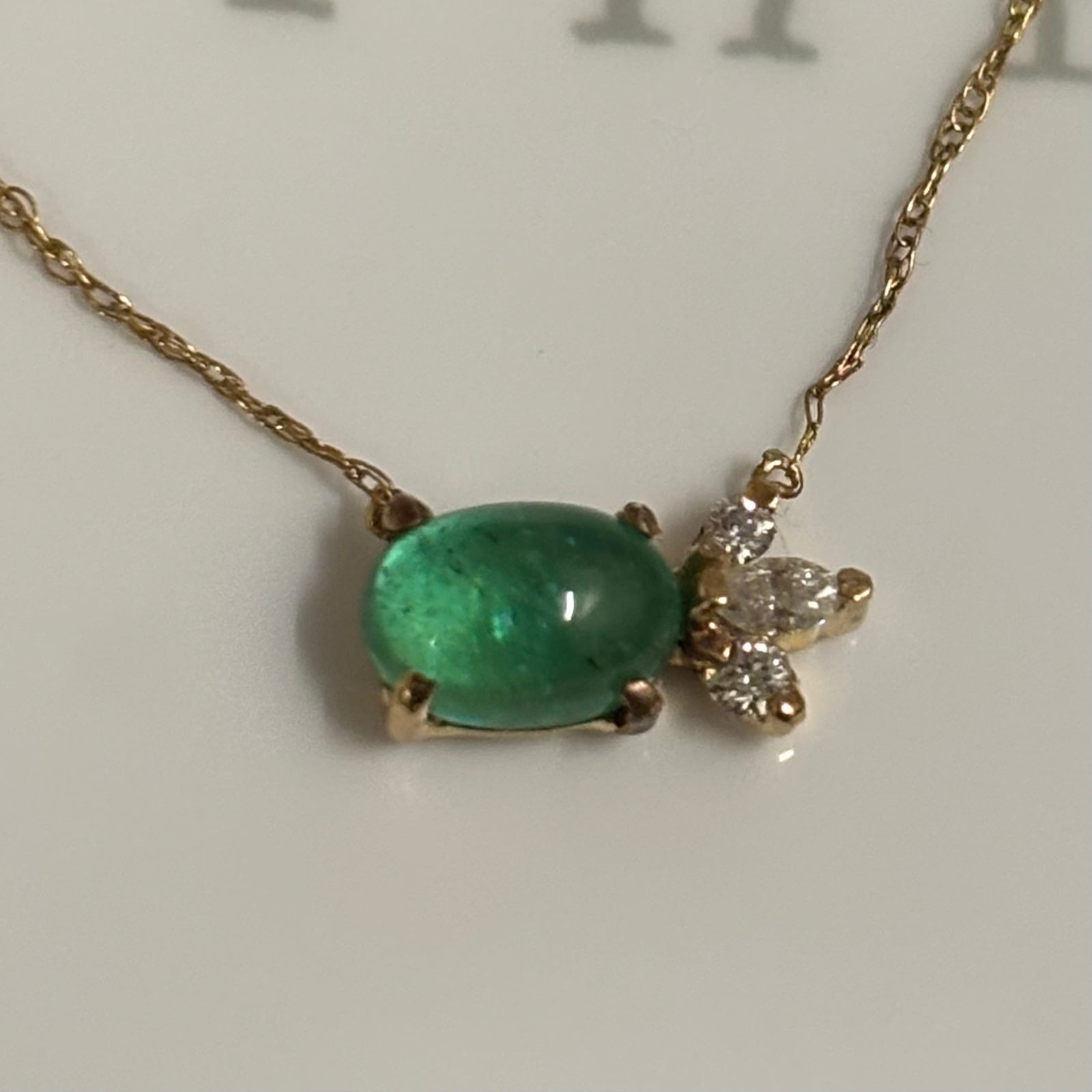 Whirling Emerald Necklace - 14K Necklace