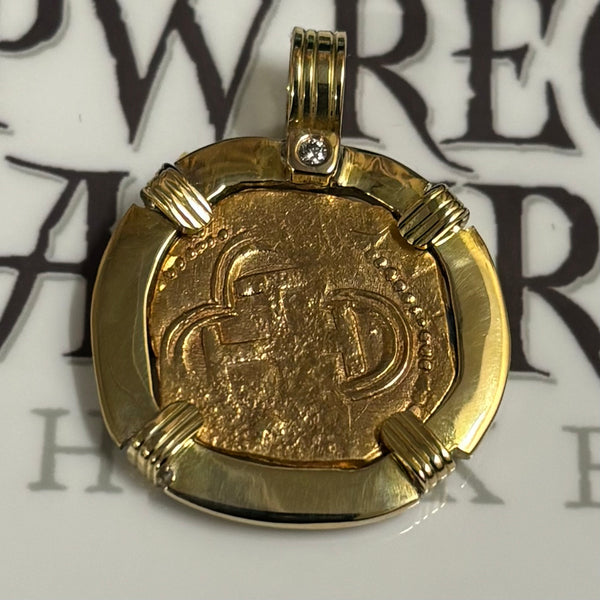 Spanish gold coin - 1 Escudos - Philip II - Assayer 