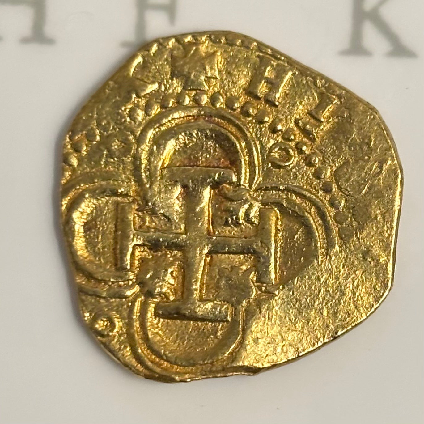 Spanish gold coin -  2 Escudos - Philip II - Assayer "B" (1592-1612)