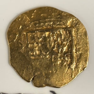 Spanish gold coin -  2 Escudos - Philip II - Assayer "B" (1592-1612)