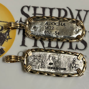 Limited Edition - Atocha Silver Bar Pendant -14K Gold Mount