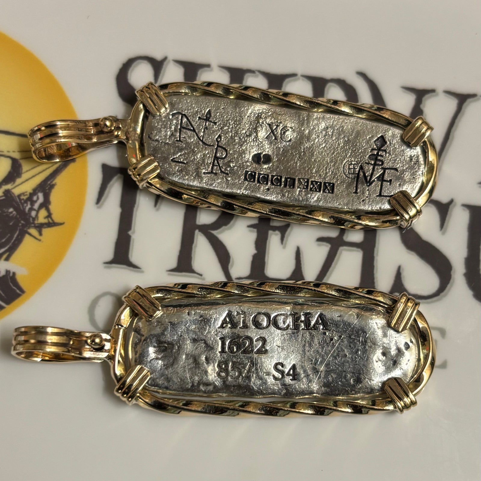 Limited Edition - Atocha Silver Bar Pendant -14K Gold Mount