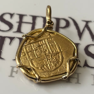 Spanish gold cob -  2 Escudos - Philip II - Assayer "B" (1592-1612)