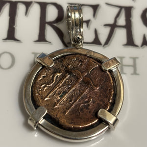 Ancient Greek - AE Bronze - Poseidon "King of the Seas" Pendant - Sterling Silver