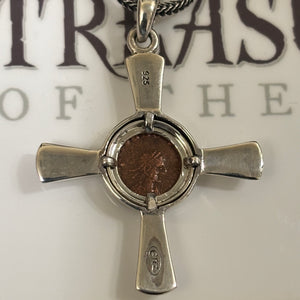 Ancient Roman - AE Bronze - Theodosius II - Circa (402-450) CE - Sterling Silver chain included
