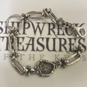Rimac River coin (Peru) - 1/2 Reales - Sterling Silver Bracelet