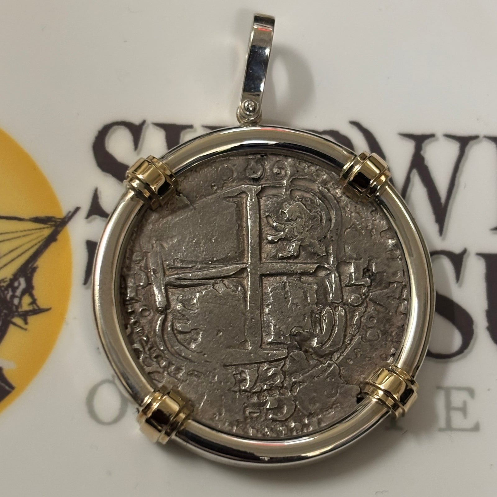 La Capitana Shipwreck - 8 Reales -Mounted in a Sterling Silver frame with 14K prongs