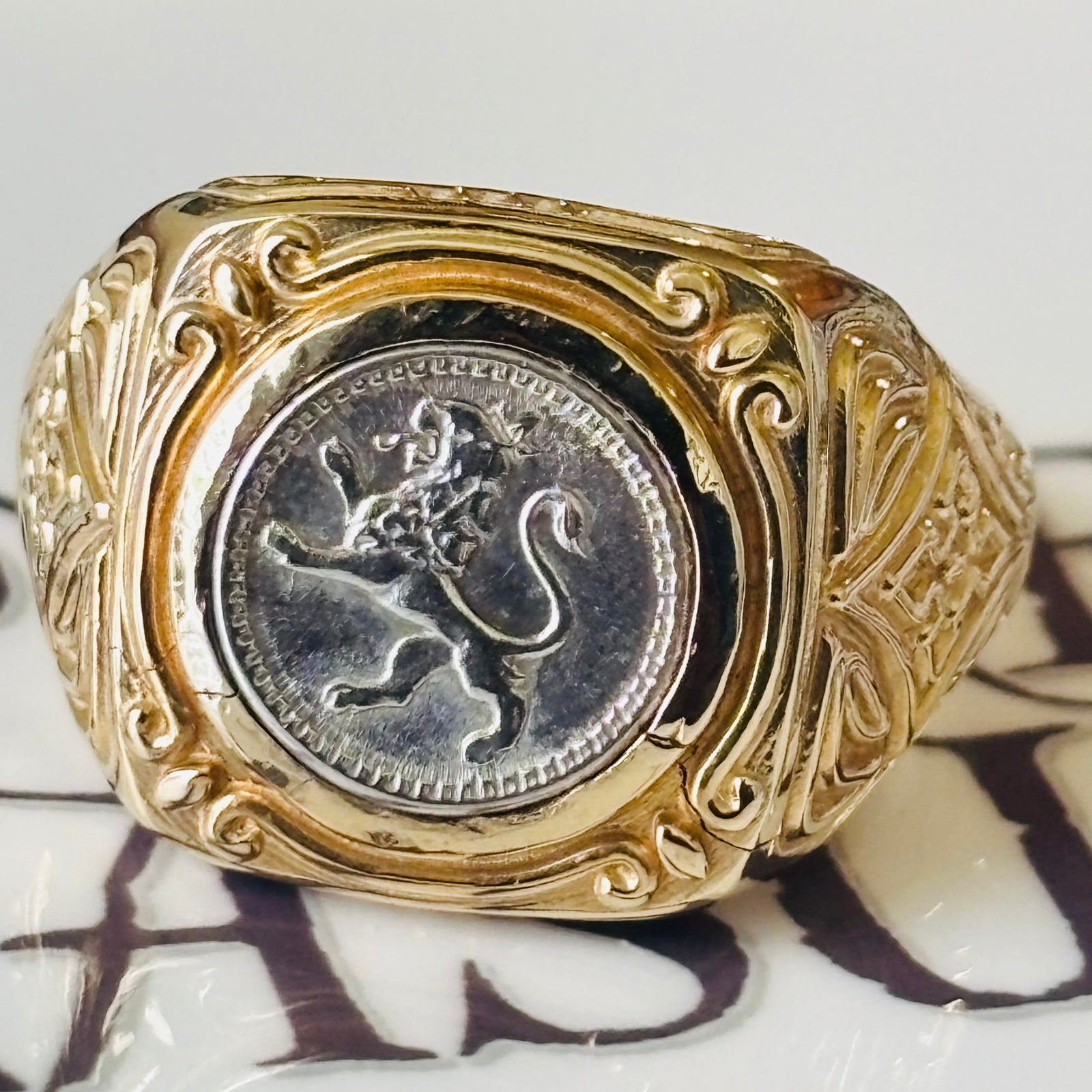Authentic Guatemala - 1/4 Reales - 14K gold ring - Dated 1888