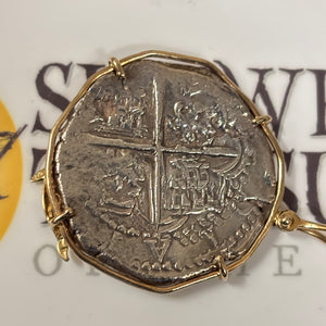 Nuestra Señora de Atocha Shipwreck - 8 Reales - Grade 1 - Mounted in 14K Gold