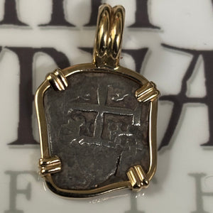 Authentic Spanish Cob -  1/2 Reales - 14kt Bezel
