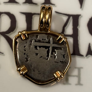Authentic Spanish Cob -  1/2 Reales - 14kt Bezel