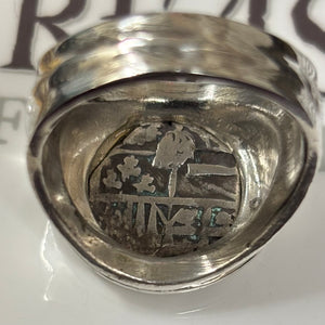 Authentic Spanish Cob  - 1 Reales -  Sterling Silver ring with 18K Bezel