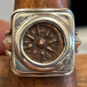 Widows Mite - Square Ring - Mounted in Sterling Silver.