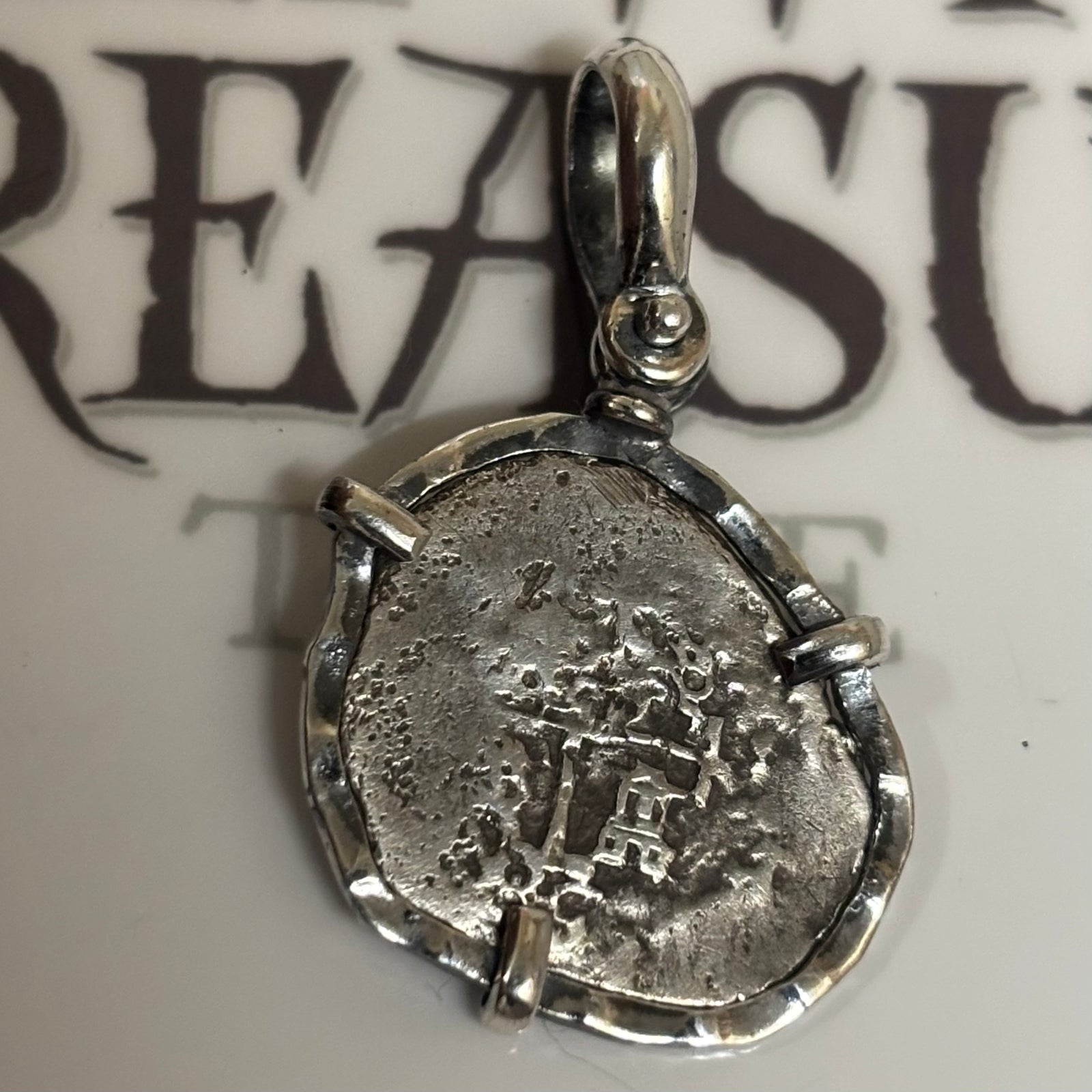 Rimac River Spanish Cob -  1/2 Reales - Sterling Silver Mount