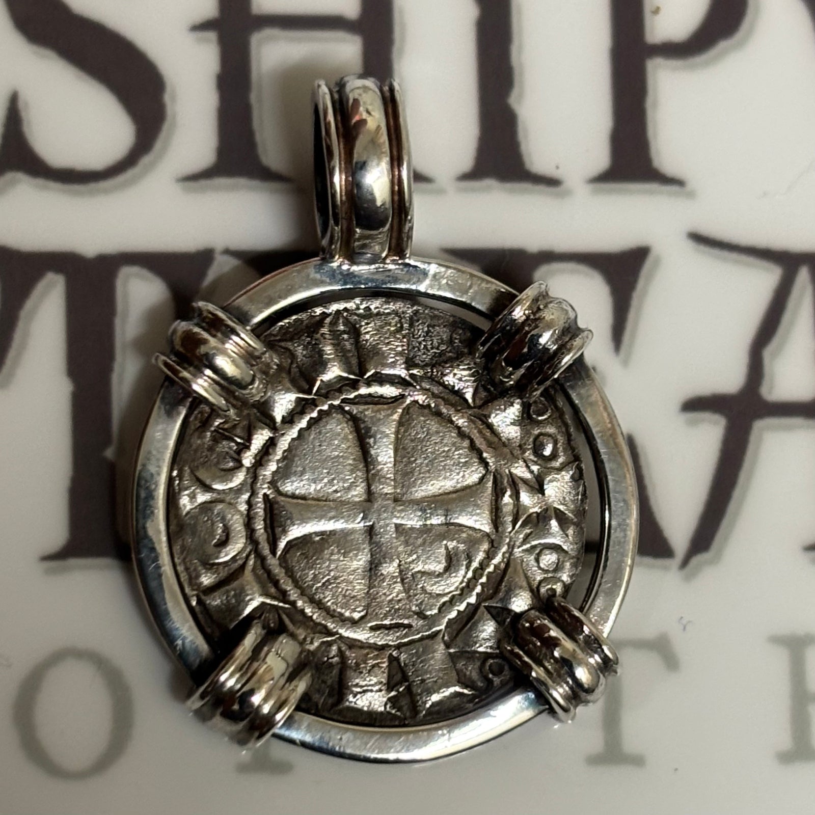 Ancient Crusader Coin - AR Silver Denier - Bohemond III - Chain included