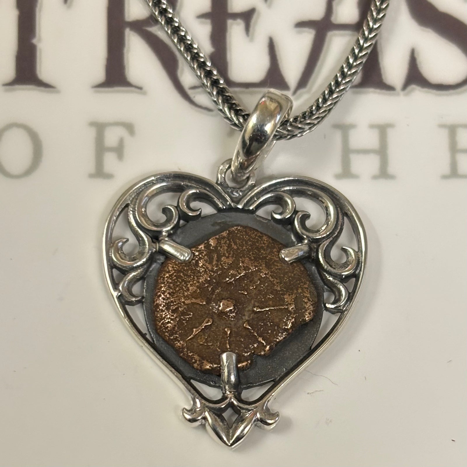 Widows Mite - Custom Sterling Silver Bezel - Sterling Silver Chain included