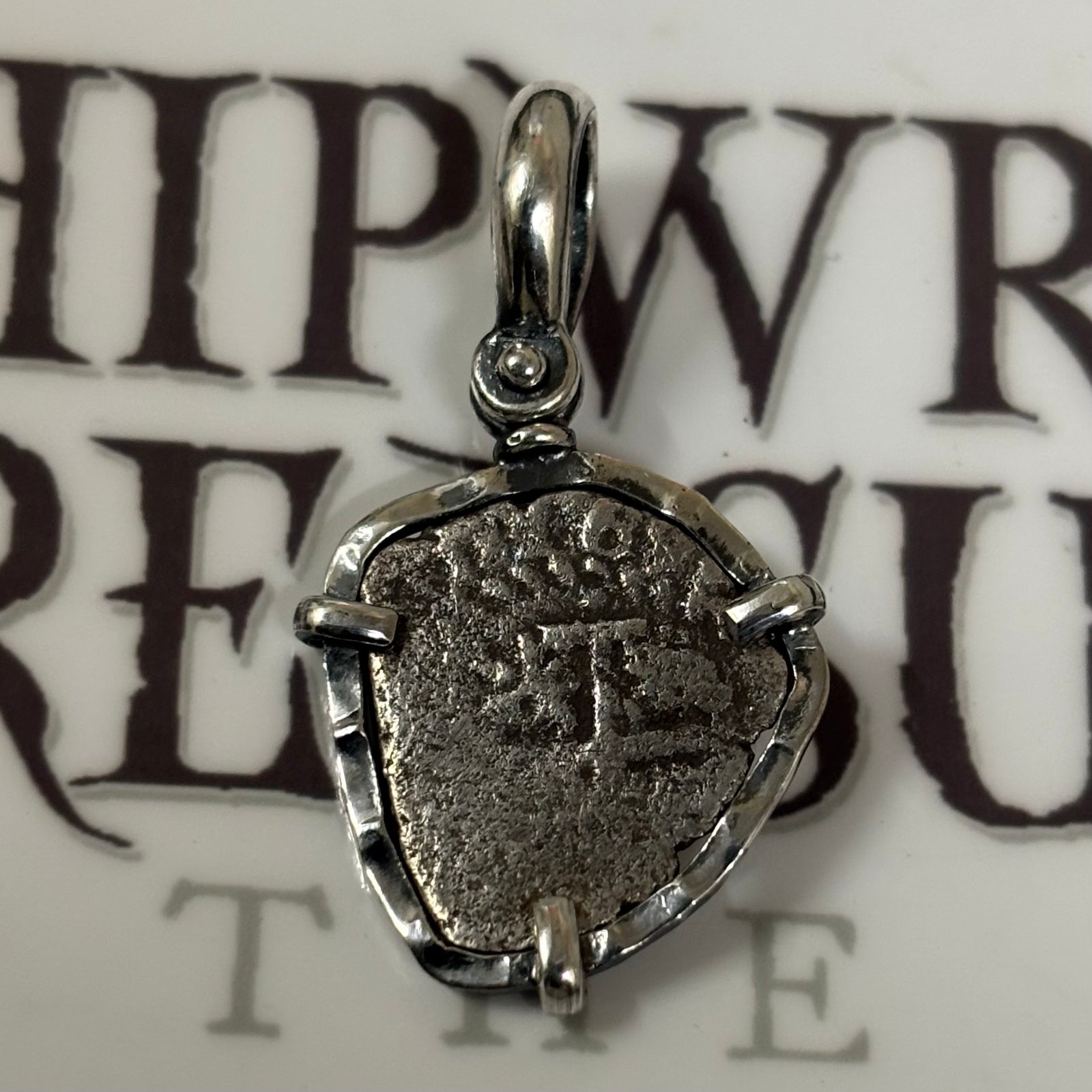 Rimac River Spanish Cob -  1/2 Reales - Sterling Silver Mount