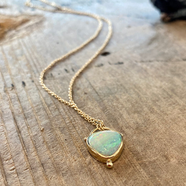 14k Australian Opal Necklace with gold bead - Shipwreck Treasures of ...