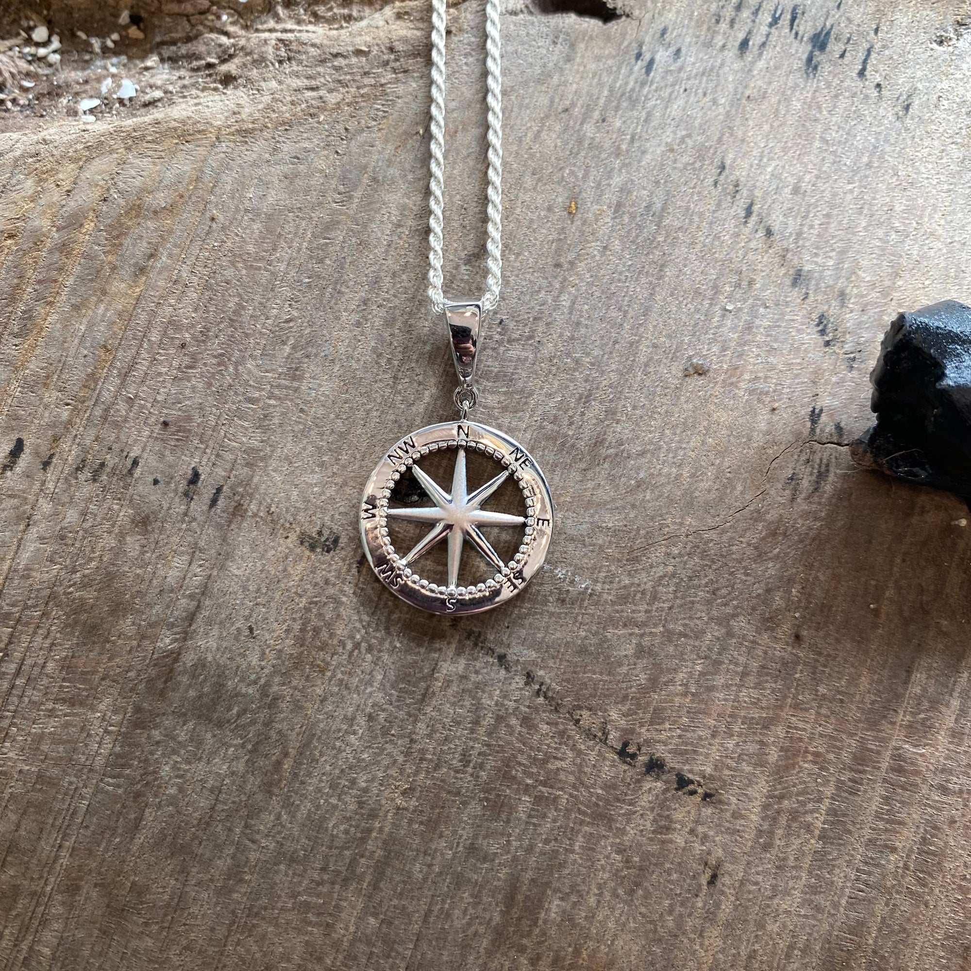 Compass Rose Pendant w/ Sterling Silver Chain