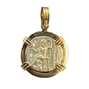 Alexander AR Drachm - Kingdom of Macedon 336-323 BC - 14k gold pendant