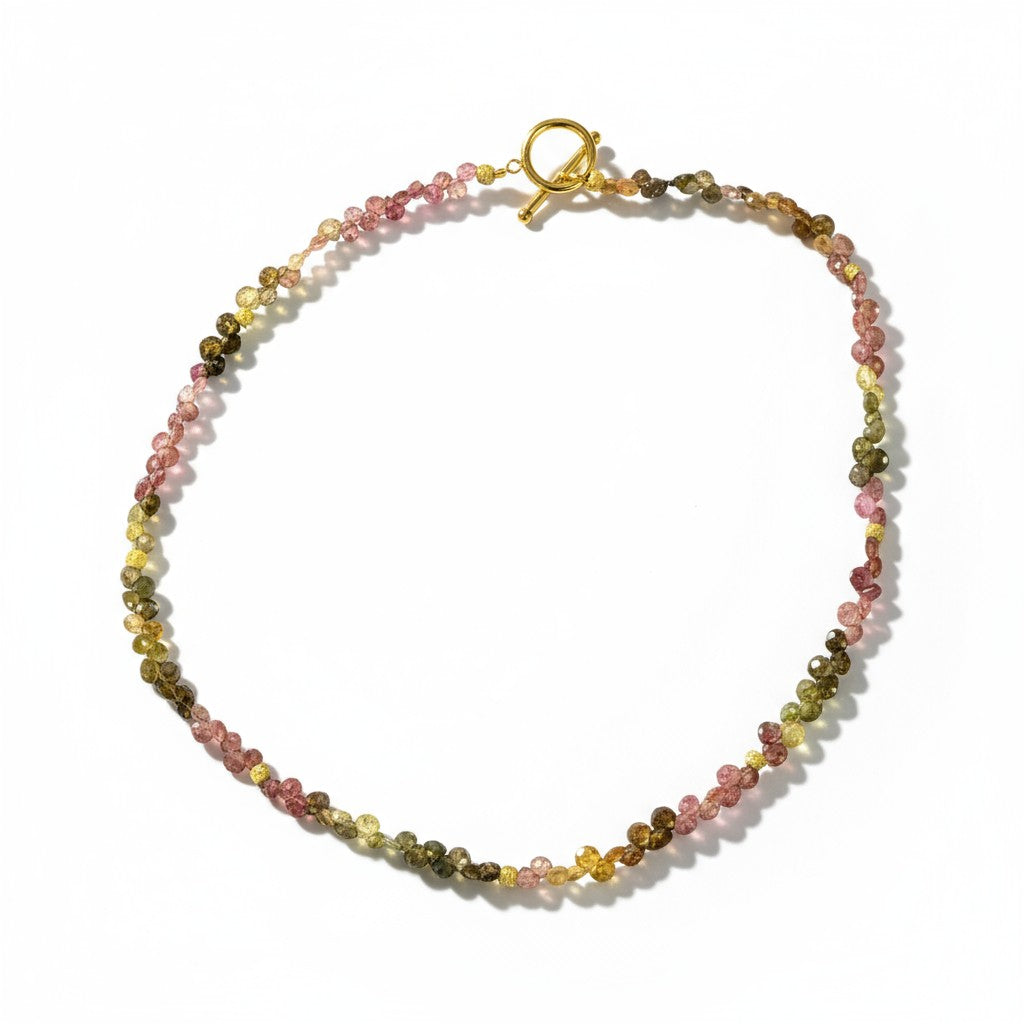 Watermelon Tourmaline with 14k Gold Toggle Clasp