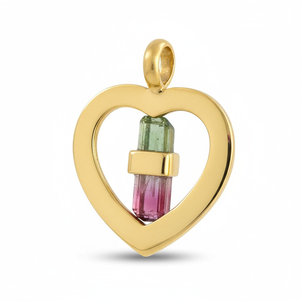 Watermelon Tourmaline - Heart Shaped Pendant