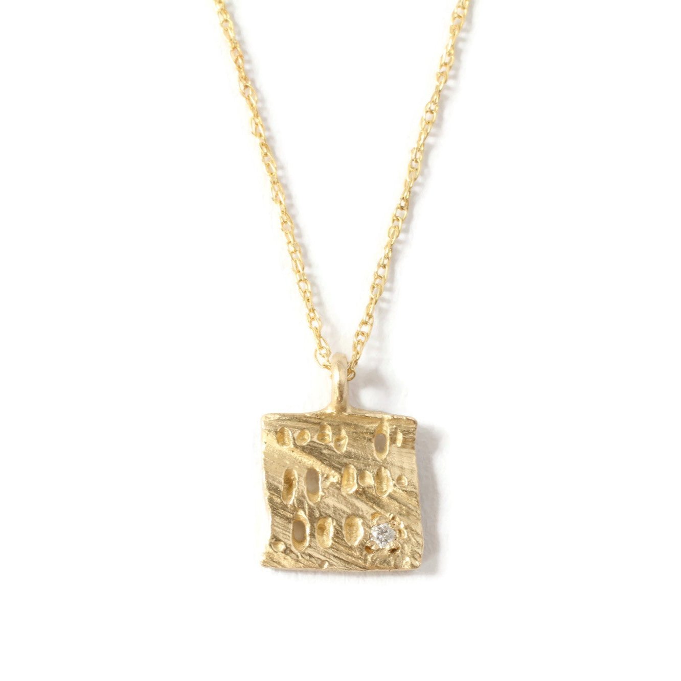 Sanctuary Square Diamond Pendant - 14k Gold