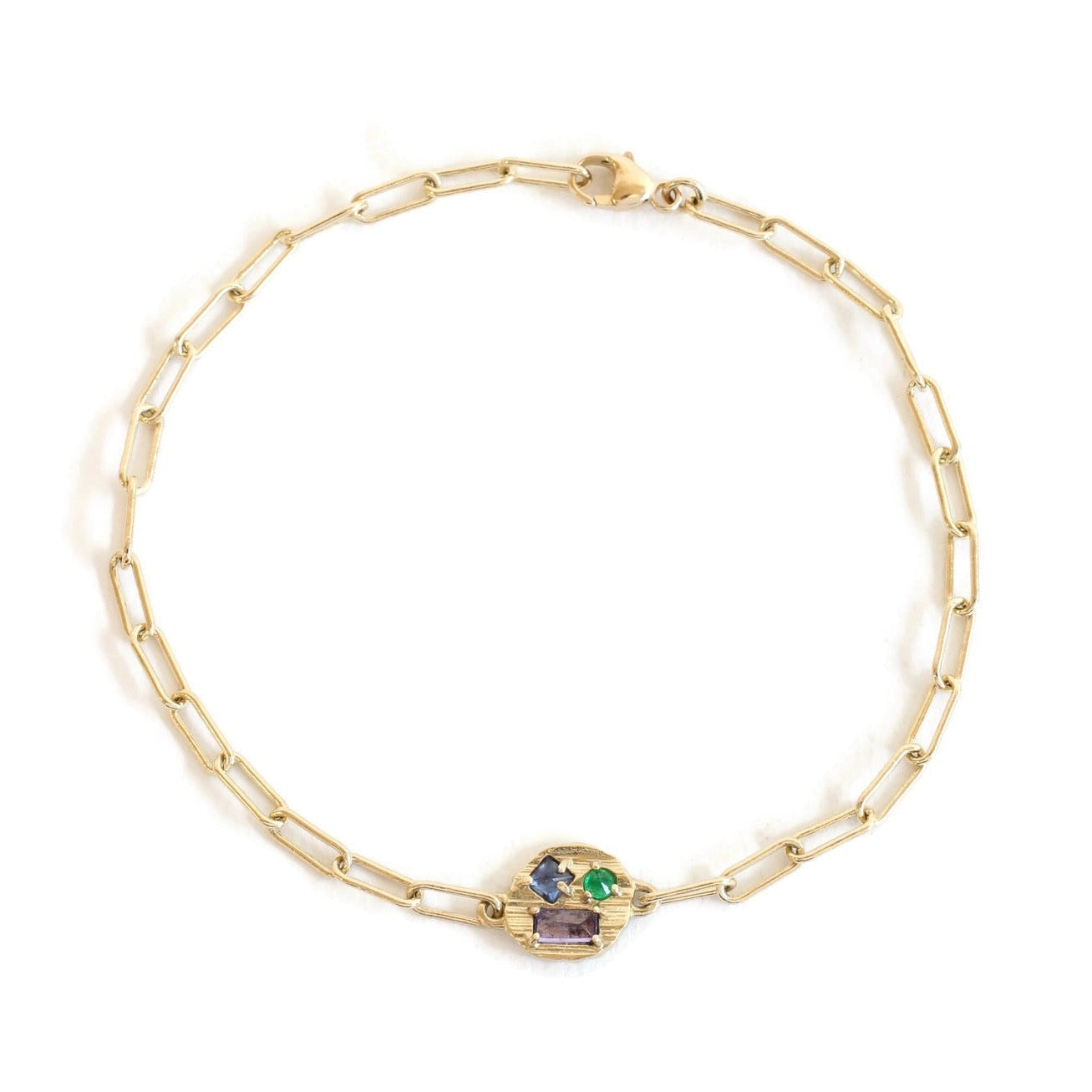 Collage Mini Bracelet - Tanzanite, Emerald, & Sapphire