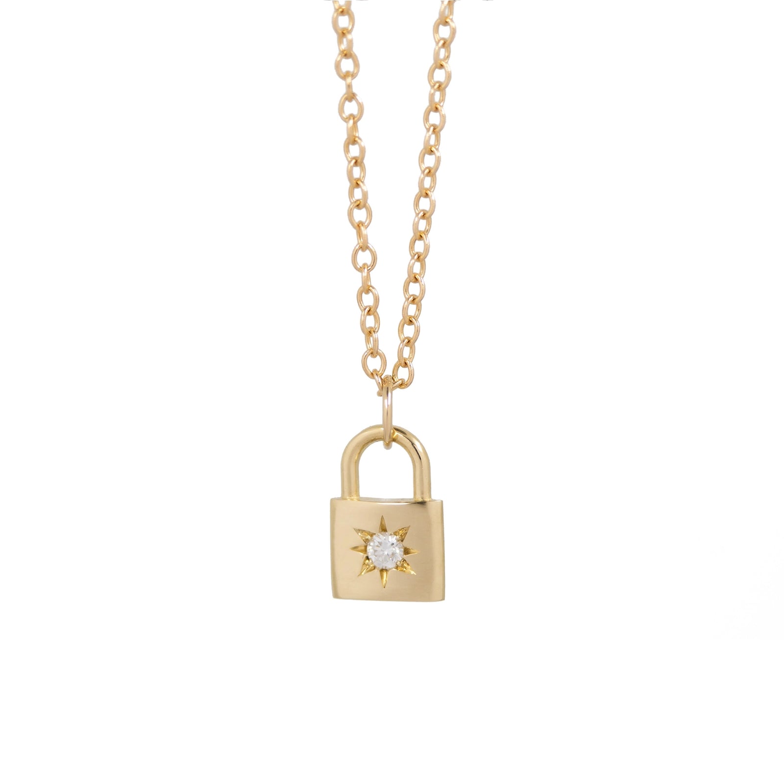 14k Northstar Padlock Necklace