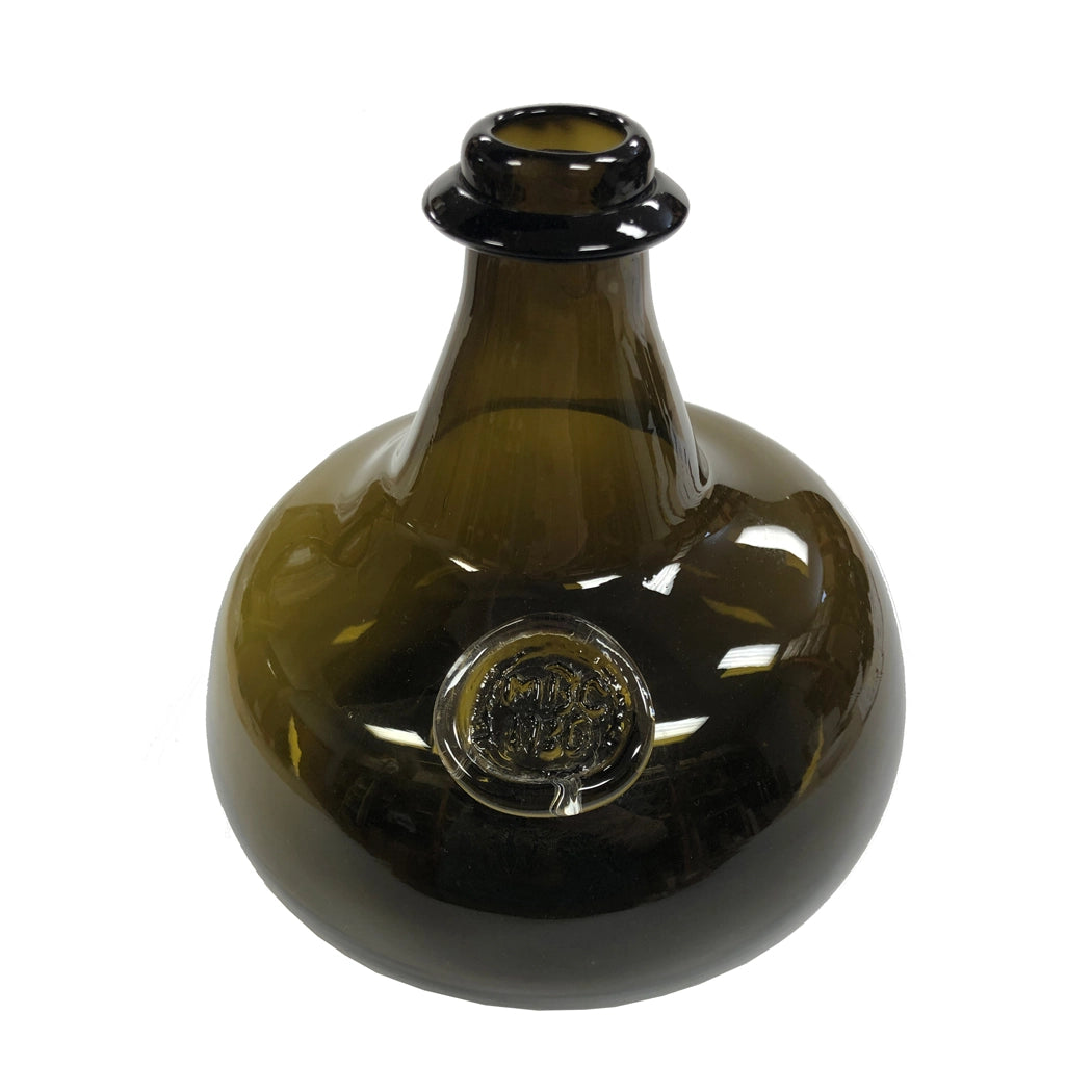 8" Hand Blown - Dark Green - Thick Glass -  76 oz Onion Bottle