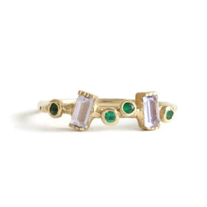 Tanzanite + Emerald Garden Ring - Size 7