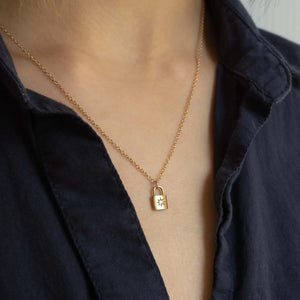 14k Northstar Padlock Necklace