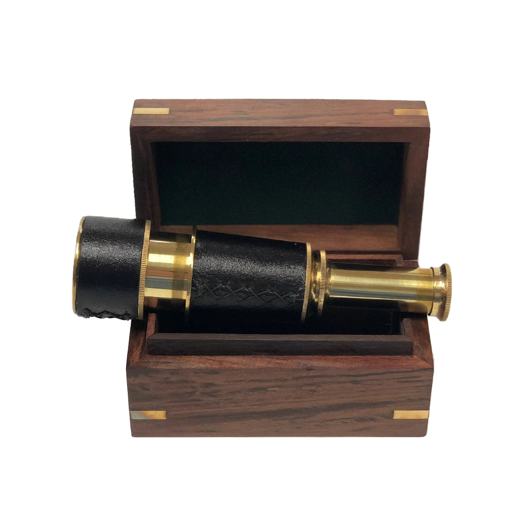 Brass Leather-wrapped Telescope