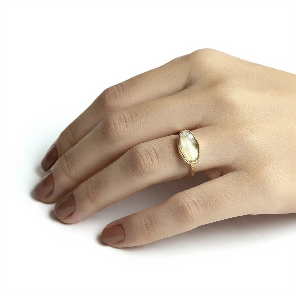 14K Geometric Citrine Ring