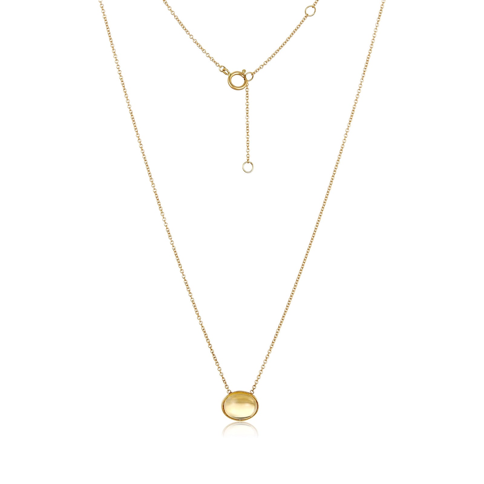 Oval Citrine Pendant Necklace in 14K